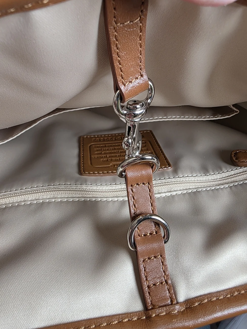 Coach Park Y2K Colorblock White & Navy Leather Tote with Brown Trim Shoulder Bag